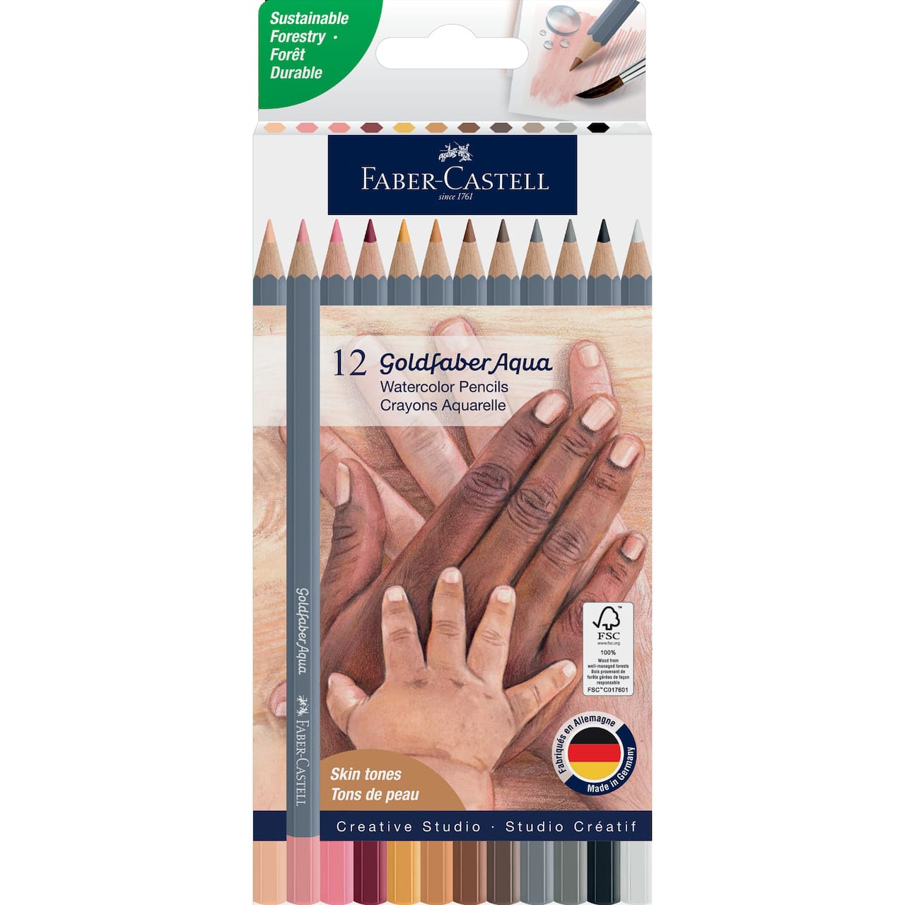 Faber-Castell® Goldfaber Aqua 12 Colour Skin Tone Watercolour Pencil Set